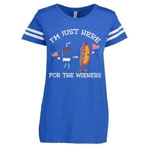 Im Just Here For The Weiners Hot Dogs 4th Of July Enza Ladies Jersey Football T-Shirt