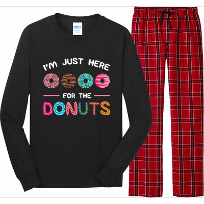 I'm Just Here For The Donuts Doughnut Dough Sweet Dessert Gift Long Sleeve Pajama Set