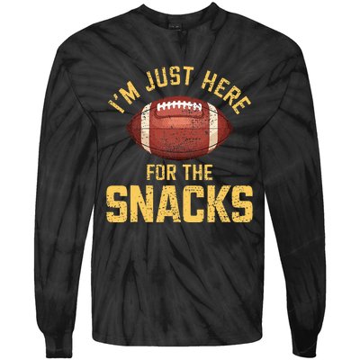 IM Just Here For The Snacks Football Tie-Dye Long Sleeve Shirt