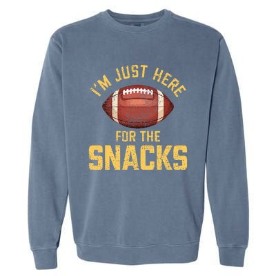 IM Just Here For The Snacks Football Garment-Dyed Sweatshirt