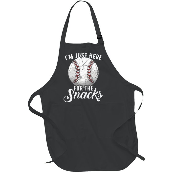 Im Just Here For The Snacks Funny Fantasy Baseball League Full-Length Apron With Pockets