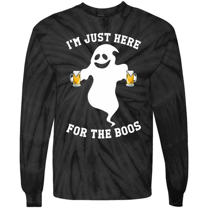 IM Just Here For Boos Halloween Pumpkin Spice Ghost Graphic Tie-Dye Long Sleeve Shirt