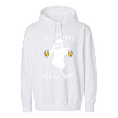 IM Just Here For Boos Halloween Pumpkin Spice Ghost Graphic Garment-Dyed Fleece Hoodie