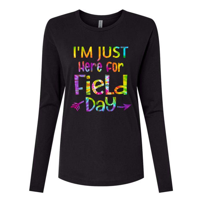 I'm Just Here For Field Day Colorful Womens Cotton Relaxed Long Sleeve T-Shirt