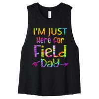 I'm Just Here For Field Day Colorful Women's Racerback Cropped Tank