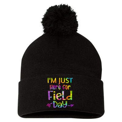 I'm Just Here For Field Day Colorful Pom Pom 12in Knit Beanie