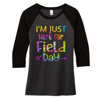 I'm Just Here For Field Day Colorful Women's Tri-Blend 3/4-Sleeve Raglan Shirt