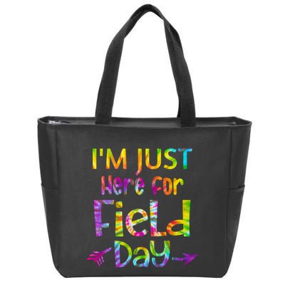 I'm Just Here For Field Day Colorful Zip Tote Bag