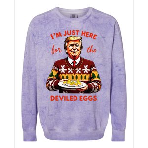 IM Just Here For The Deviled Eggs Funny Trump Christmas Colorblast Crewneck Sweatshirt