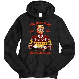 IM Just Here For The Deviled Eggs Funny Trump Christmas Tie Dye Hoodie