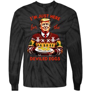 IM Just Here For The Deviled Eggs Funny Trump Christmas Tie-Dye Long Sleeve Shirt