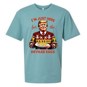 IM Just Here For The Deviled Eggs Funny Trump Christmas Sueded Cloud Jersey T-Shirt