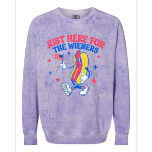 IM Just Here For The Wieners 4th Of July Hot Dog Gift Colorblast Crewneck Sweatshirt