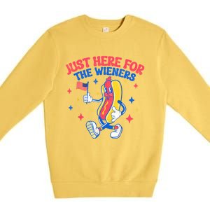 IM Just Here For The Wieners 4th Of July Hot Dog Gift Premium Crewneck Sweatshirt