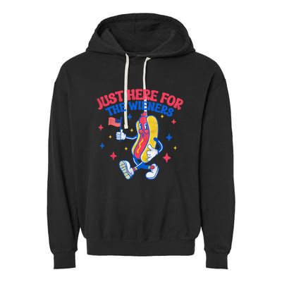 IM Just Here For The Wieners 4th Of July Hot Dog Gift Garment-Dyed Fleece Hoodie