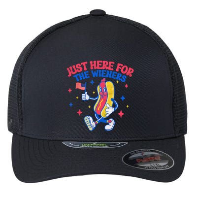 IM Just Here For The Wieners 4th Of July Hot Dog Gift Flexfit Unipanel Trucker Cap