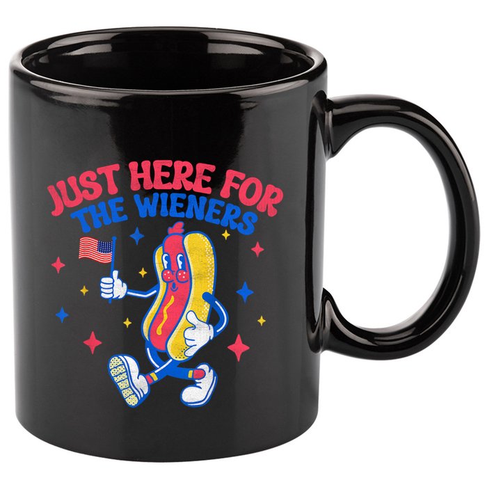IM Just Here For The Wieners 4th Of July Hot Dog Gift 11oz C Handle Ceramic Mug