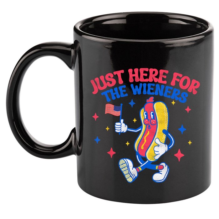 IM Just Here For The Wieners 4th Of July Hot Dog Gift 11oz C Handle Ceramic Mug