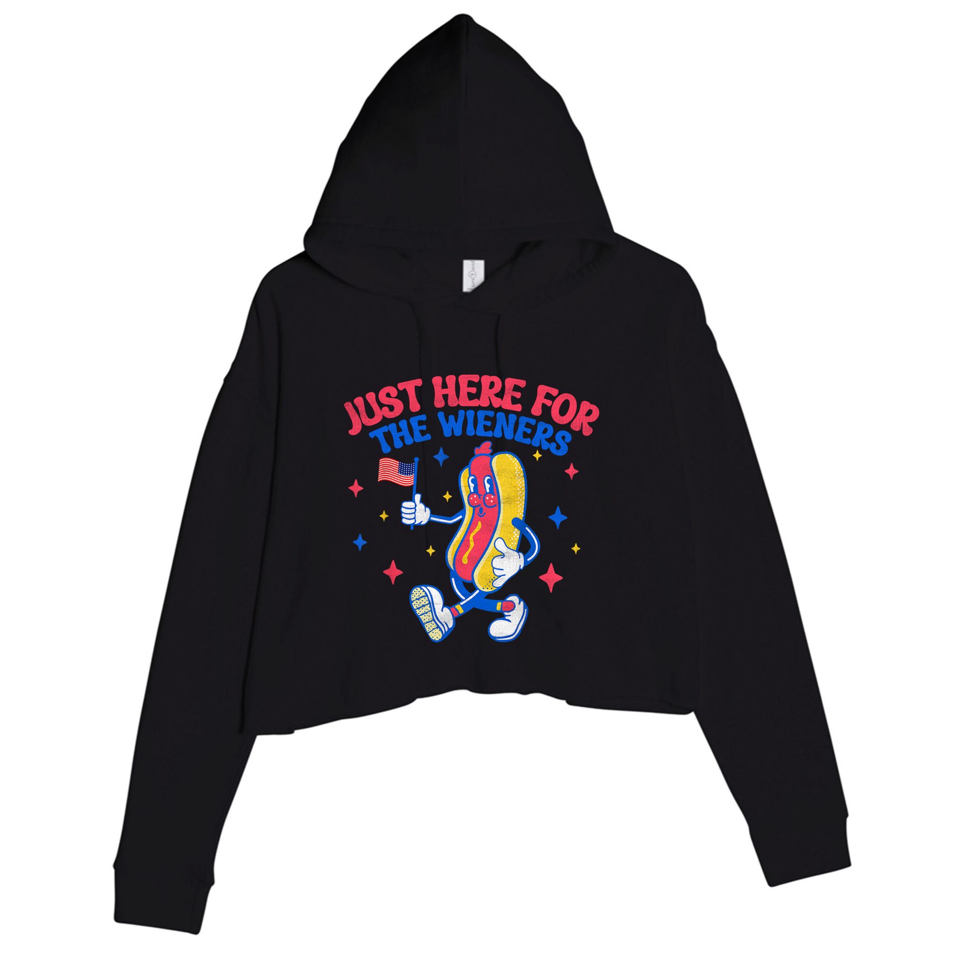 IM Just Here For The Wieners 4th Of July Hot Dog Gift Crop Fleece Hoodie
