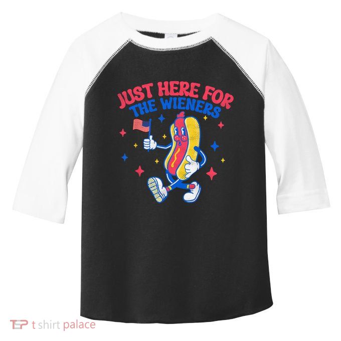 IM Just Here For The Wieners 4th Of July Hot Dog Gift Toddler Fine Jersey T-Shirt