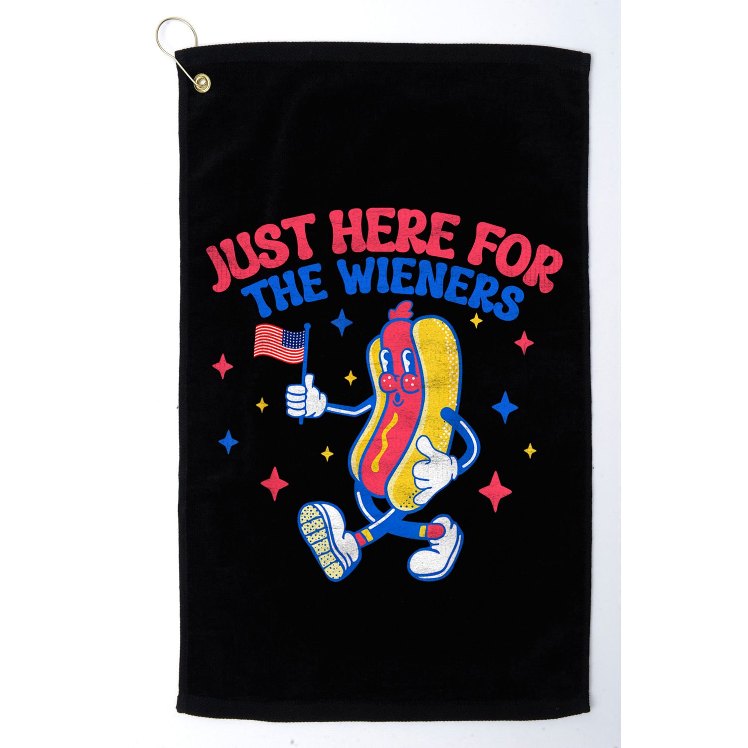 IM Just Here For The Wieners 4th Of July Hot Dog Gift Golf Towel