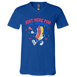 IM Just Here For The Wieners 4th Of July Hot Dog Gift V-Neck T-Shirt