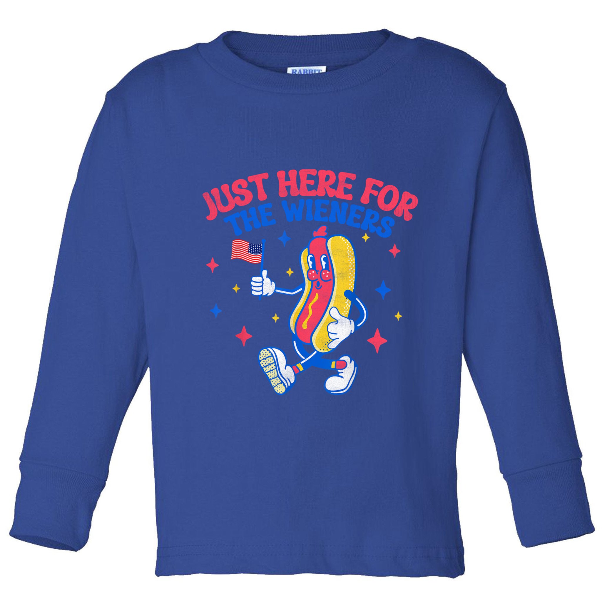 IM Just Here For The Wieners 4th Of July Hot Dog Gift Toddler Long Sleeve Shirt