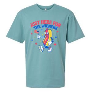 IM Just Here For The Wieners 4th Of July Hot Dog Gift Sueded Cloud Jersey T-Shirt