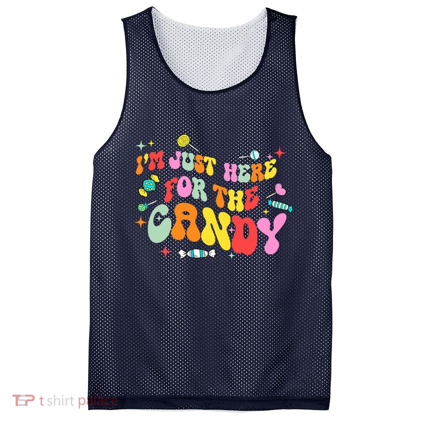 I'm Just Here For The Candy Halloween Cute Lollipop Sweets Mesh Reversible Basketball Jersey Tank
