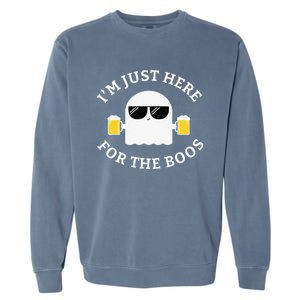 Im Just Here For The Boos Funny Halloween Beer Garment-Dyed Sweatshirt