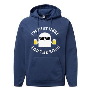 Im Just Here For The Boos Funny Halloween Beer Performance Fleece Hoodie