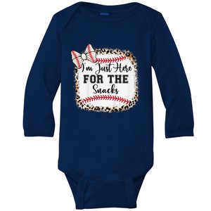 Im Just Here For The Snack Baseball Sister Baby Girl Baby Long Sleeve Bodysuit