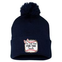 Im Just Here For The Snack Baseball Sister Baby Girl Pom Pom 12in Knit Beanie