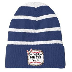 Im Just Here For The Snack Baseball Sister Baby Girl Striped Beanie with Solid Band