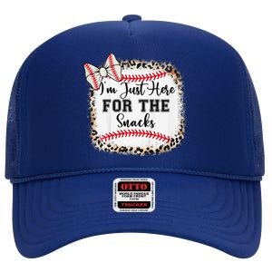 Im Just Here For The Snack Baseball Sister Baby Girl High Crown Mesh Back Trucker Hat