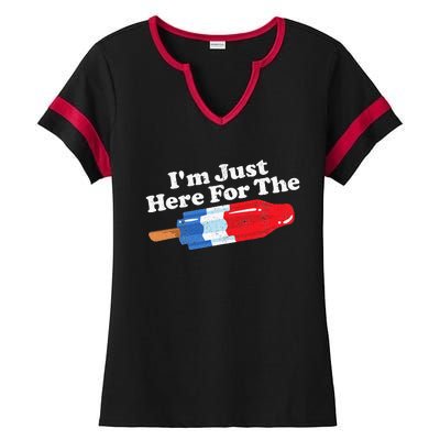 Im Just Here For The Popsicle Funny Bomb Retro 80s Pop Gift Ladies Halftime Notch Neck Tee