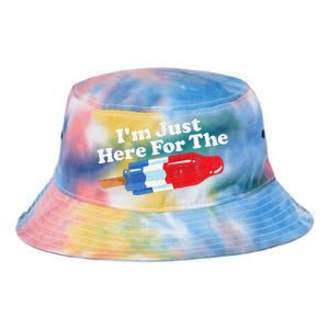 Im Just Here For The Popsicle Funny Bomb Retro 80s Pop Gift Tie Dye Newport Bucket Hat