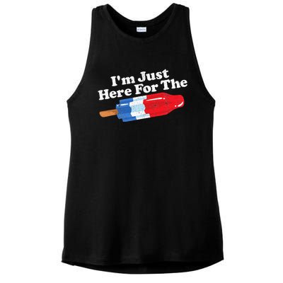 Im Just Here For The Popsicle Funny Bomb Retro 80s Pop Gift Ladies PosiCharge Tri-Blend Wicking Tank