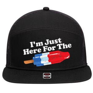 Im Just Here For The Popsicle Funny Bomb Retro 80s Pop Gift 7 Panel Mesh Trucker Snapback Hat