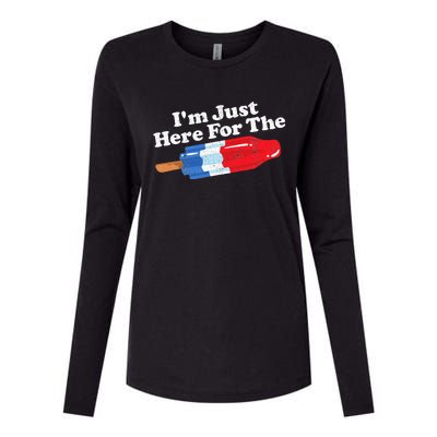 Im Just Here For The Popsicle Funny Bomb Retro 80s Pop Gift Womens Cotton Relaxed Long Sleeve T-Shirt