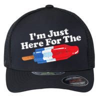 Im Just Here For The Popsicle Funny Bomb Retro 80s Pop Gift Flexfit Unipanel Trucker Cap