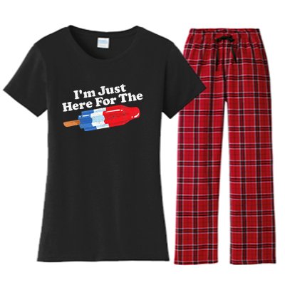 Im Just Here For The Popsicle Funny Bomb Retro 80s Pop Gift Women's Flannel Pajama Set