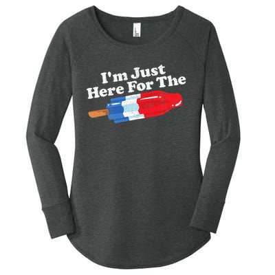 Im Just Here For The Popsicle Funny Bomb Retro 80s Pop Gift Women's Perfect Tri Tunic Long Sleeve Shirt