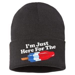 Im Just Here For The Popsicle Funny Bomb Retro 80s Pop Gift Sustainable Knit Beanie