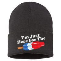 Im Just Here For The Popsicle Funny Bomb Retro 80s Pop Gift Sustainable Knit Beanie