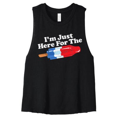 Im Just Here For The Popsicle Funny Bomb Retro 80s Pop Gift Women's Racerback Cropped Tank