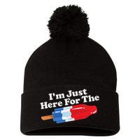 Im Just Here For The Popsicle Funny Bomb Retro 80s Pop Gift Pom Pom 12in Knit Beanie