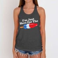 Im Just Here For The Popsicle Funny Bomb Retro 80s Pop Gift Women's Knotted Racerback Tank