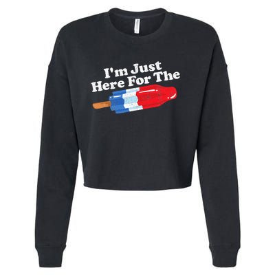 Im Just Here For The Popsicle Funny Bomb Retro 80s Pop Gift Cropped Pullover Crew