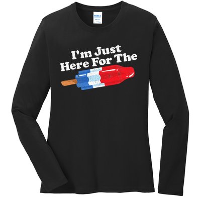 Im Just Here For The Popsicle Funny Bomb Retro 80s Pop Gift Ladies Long Sleeve Shirt